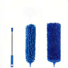 Microfiber Feather Duster, Multi-Piece Cobweb Removal Duster Set, With 100-Inch Extension Rod, Flexible And Telescopic Cleaning Duster, Suitable For Ceiling Fans, Blinds, Furniture And Cars. - Blue - View 15