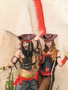 1 pieza Sombrero de pirata estilo marinero unisex, sombrero tricornio, sombrero de capitán de moda, adecuado para disfraces de actuación, sombreros divertidos, accesorios de juego de roles de mascarada - Sombrero pirata - Ver 6