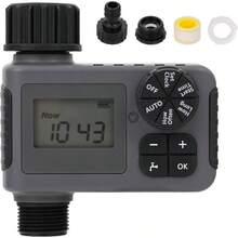 Temporizadores de rociador, temporizador de agua, temporizador programable de manguera de jardn con retardo de lluvia, sistema de riego manual y automtico, driver de riego digital impermeable para - negro, gris - Ver 2