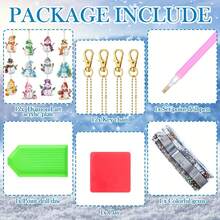12pcs Christmas Diamond Art Keychain Set, Colorful Snowman DIY Gem Painting Keychain, Full Crystal Rhinestone Sticker Suitable For Christmas Handicraft Materials - Multicolor - View 4