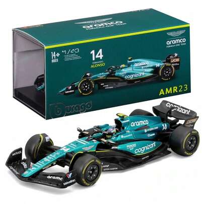 Burago 1/43 Aston Martin AMR23 #14 Fernando Alonso Diecast F1 Racing Car Model, Formula 1 Car Model, Perfect Gift For Holidays, Birthdays And Collections