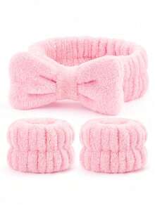 1pc Headband / 2pcs Wristband / 3sets Spa Headband, Makeup Headband, Facial Headband, Skincare Headband, Bow, Polka Dot, Spa Headband, Wristband, Women And Girls Hair Accessories Set - Multicolor - View 15