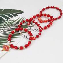 4pcs/Card China Red Series Elastic Beaded Bracelet, Patriotic Bracelet To Celebrate Festivals - Style 1 National Emblem - View 12