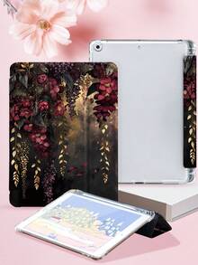 Flower Pattern Tablet Case, Compatible With IPad 9.7/10.2/10.5/10.9/12.9/Pro 11, 10th Generation, Compatible With Samsung Galaxy Tab S6 Lite 10.4-Inch, Compatible With Kindle Paperwhite 12th Gen 2024, Kindle (11th Generation) 2022 Version, Kobo Clara Color, Soft Fall Protection, Intelligent Stand/Auto Wake/Sleep - Multicolor - View 4