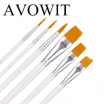 AVOWIT Set de 6 piezas de pinceles multiusos para pintura artística - Pinceles profesionales para acuarela, gouache, acrílico para pintura al óleo, acuarela, gouache, acrílico y manualidades DIY, kit de suministros artísticos
