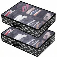1 pieza Caja plegable para zapatos de 12 compartimentos debajo de la cama, caja apilable a prueba de polvo de 12 compartimentos de tela no tejida, de estructura resistente y ahorro de espacio, hecha de cartón de 2 mm de grosor, adecuada para tacones altos y zapatillas, 29.3 pulgadas, caja para zapatos debajo de la cama, caja de almacenamiento por compartimentos, caja de almacenamiento plegable transparente, caja de almacenamiento de tela no tejida de gran capacidad y reforzada, caja de zapatos plegable a prueba de polvo con tapa, caja de almacenamiento transparente - Gris Oscuro - Ver 6