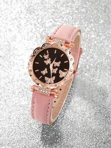 6/5pcs Women's Fashionable And Elegant Butterfly Pattern Dial Quartz Watch, Suitable For Women To Wear, Paired With Butterfly Jewelry Necklace, Bracelet, Ring And Earring Set, Perfect As A Birthday/Holiday Gift For Women, Suitable For Daily Life Such As Returning To School, Parties And Travel. Christmas Gifts, Graduation Season, Valentine's Day, Perfect Gifts For Ladies - Multicolor - View 6