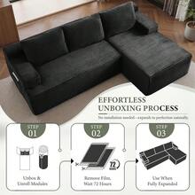 96" Sectional Couches For Living Room Cloud Couch Sofa With L-Shape Upholstered Boneless Couchs Modern Modular Sectional Couch With Chaise (Green, 96" W+Right Facing Chaise+2Seaters) - màu đen - Xem 5