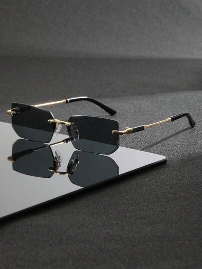 1 pieza Gafas de moda retro sin marco, gafas de estilo versátil y elegante de alta gama, gafas premium sin montura de metal aptas tanto para hombres como para mujeres - perfectas para vacaciones, viajes, fotografía callejera, senderismo, fiestas, festivales de música, conciertos y un regalo ideal