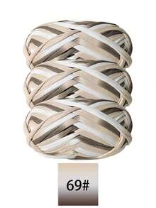 Polyester Ribbon Yarn Bundle, 300g Pack Of 3, Multi-Color Variegated Self-Striping Ombre - For DIY Crochet Slippers, Bags, Storage Baskets Crafting - Multicolor - View 21