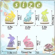 5 piezas de adorno de conejo de madera de Pascua, figura creativa de conejo del Festival de Primavera para sala de estar, dormitorio, TV, mueble de oficina - Multicolor - Ver 7