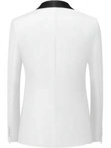 Caelus Male Groom Wedding Blazers High Quality Dress Jacket Coat Pants Vest Men 3 Pieces Set Formal Slim Tuxedo Prom Suit Business Networking Formal Tuxedo Prom Suit Work Office Suit - White - View 4