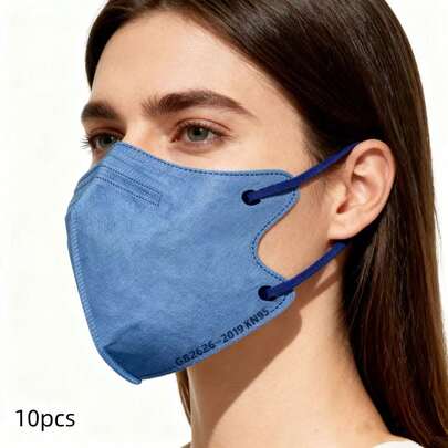 10pcs Morandi Color 3D KN95 Face Masks, 4-Layer Disposable Earloop Masks For Adults, Independent Packaging, Anti-Wind And Dust, Household Pack Disposable Masks