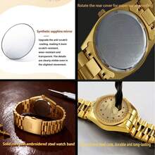 1pc 26mm Women's Watch, Stainless Steel Case & Band, Gold Color, High-End Elegant Quartz Watch, Luxury Business Waterproof Wristwatch, Fashion Calendar Diamond-Studded Ladies Watch, Suitable For Daily Decoration, Holiday & Birthday Gift