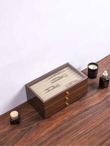 1个，奢华黑胡桃木首饰盒，三层木质首饰收纳盒，抽屉式首饰盒，透明亚克力首饰收纳盒，经典风格，可收纳耳环、戒指、项链、手链、吊坠等首饰，浴室收纳盒，桌面抽屉式收纳盒，可堆叠收纳盒，优雅奢华展示包装盒 - 木製3層壓克力 - 查看 17