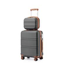Lightweight 2 Piece Cabin Suitcase Set 20 Inch Carry On Luggage With Vanity Case ABS PC Hard Shell Spinner Wheels TSA Lock YKK Zipper For Travel - Grey/Brown - View 14