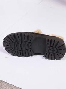 Plus Size Women's Thermal Lined Loafers, Thick Sole Slip-On Casual Oxfords In Black & Brown, Versatile English Style Sneakers For Women, Autumn/Winter