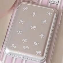 1 Set Korean Ins Girly Minimalist Bow Leather Magnetic Wireless Charging Magsafe Magnetic Card Holder Case Wallet Compatible With Iphone 16 Pro Max/15 Pro, 14/13/12/11