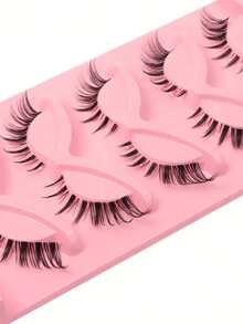 LIMEIKAI 5 Paar D-gekräuselte rosa Katzenaugen-Wimpern, lange Wimpern im Katzenaugen-Make-up-Stil, schlanke Wimpern, wiederverwendbar - Katzenaugen Wimpern - Übersicht 10