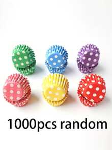 1000pcs Assorted Color Polka Dot Mini Cupcake Liners, 0.98 Inch Non-Stick Heat Resistant Baking Cups, Essential For Birthday, Holiday, Graduation Party Themes - Kitchen Baking Supplies - Multicolor - View 9