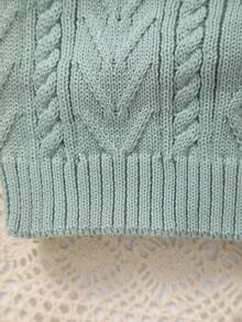 Boys' Collegiate Style Solid Color Cable Knit Sweater Vest - Cadet Blue - View 6