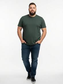 Set Of 4 Men's Plus Size T-Shirts, 100% Cotton, Basic Short Sleeve, Comfortable, Soft Touch, Breathable, Casual, Or A Single T-Shirt - 黑色/白色/海軍藍/綠色 - 查看 5