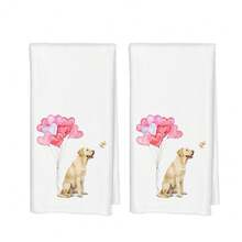 2/4pcs Heart Dog Print Kitchen Towels, Cartoon Puppy Heart Design, Machine Washable Reusable Dish Cloths, Suitable For Home, Kitchen, Bathroom, Car, Window Cleaning - Soft Knitted Dish Towels, Valentine's Day Decor - Multicolor - View 10