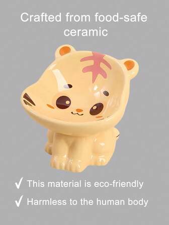 Cat & Dog Universal Neck-Protecting Bowl, Tiger Ceramic Material + Raised Slanted Rim, More Comfortable Feeding