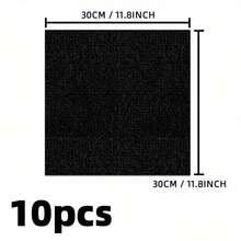 10片30x30厘米自粘条纹地毯砖，易于安装，适用于办公室、客厅和卧室，铝箔背衬 - 无残留，可自由组合。