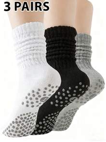 زوج واحد/ثلاثة أزواج من جوارب رياضية للنساء ذات لون أحادي متعددة الوظائف مانعة للانزلاق، بتصميم بسيط مناسبة لجميع الفصول، للرياضات الخارجية والبيلاتس واليوغا، جوارب باليه وأنبوبية للاستخدام اليومي والتمارين بما في ذلك جوارب مانعة للانزلاق، مناسبة كهدايا - متعدد الألوان - مشاهدة 1