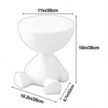 Modern Bear-Shaped Plastic Nightstand, Multifunctional, Easy Assembly, Sleek Design, Bedroom & Living Room Storage, Playful Bear Shape - 白色 - 查看 8