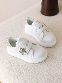 1 Pair Soft Sole Breathable Casual Sneakers For Baby/Toddler Girls, Spring/Autumn - White - View 5