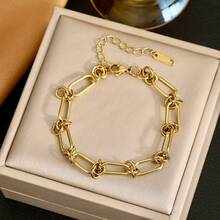 1 件可调节不锈钢 U 型马蹄链手链/项链，男女通用 - 金黃色 - 查看 10