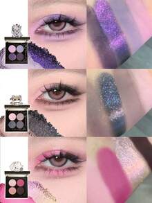 haggard Emo Monster Series 4-Color Eyeshadow Palette 03#NINE-TAILS, Monster Series 4-Color Eyeshadow Palette, Powder Brown Smoky Aurora Glitter Colors, Matte And Shimmer Finish, Long-Lasting Pigmentation, 5.2g/0.18oz - 03 - Xem 7