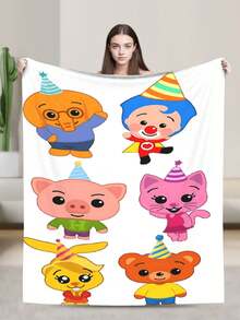 1Pc Plim Plim Blanket Anime Lovers Gift Idea - Luxuriously Soft Flannel Blanket For Couch, Camping & Travel Adventures - 黑色 - 查看 3