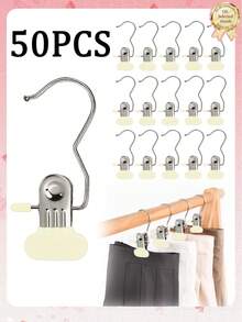 50pcs/30pcs/20pcs/10pcs/1pc 3-Prong Hanging Clips, Windproof Clothes Drying Clips, Multi-Purpose Clips, Rust-Resistant, Strong Grip To Secure Clothes, Suitable For Wardrobe, Pants, Socks, Skirts, Handbags, Towels, Etc.