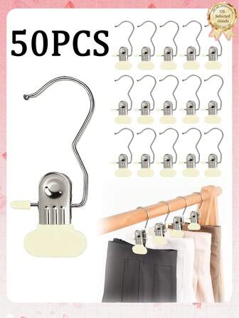 50pcs/30pcs/20pcs/10pcs/1pc 3-Prong Hanging Clips, Windproof Clothes Drying Clips, Multi-Purpose Clips, Rust-Resistant, Strong Grip To Secure Clothes, Suitable For Wardrobe, Pants, Socks, Skirts, Handbags, Towels, Etc.
