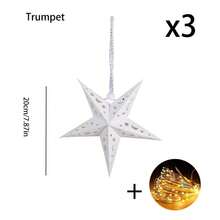 1/3 piezas Luz colgante LED con forma de estrella plegable, luz de papel con forma de estrella y luna, luces y adornos decorativos para el Día de San Valentín, adecuado para decoración de habitaciones, fiestas, Navidad y festivales - luz cálida - Ver 7