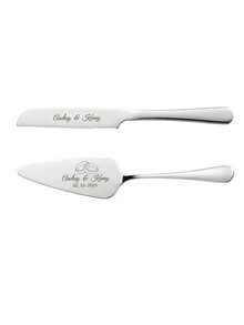 1pc/2pcs Custom Stainless Steel Cake Cutter Set, Wedding Cake Set, Suitable For Weddings, Birthdays, Anniversaries, Graduation Ceremonies, Bachelor Parties, Wedding Souvenirs, Multi-Functional,Anti-Mold,Ornamental,Exquisite,Stylish,High-Quality,Adorable,Modern,Custom,Unique,Personalized,