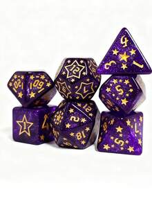 Star Dice And Plastic Bag Packaging Set Acrylic Material Polygonal Dice Suitable 7-Piece Set For Entertainment Tabletop Games - Purple - View 3