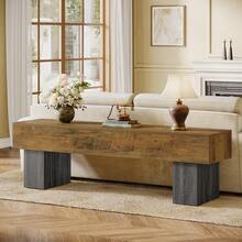 Tribesigns TV Stand For 55/60/65 Inches TV, 63" Farmhouse Entertainment Center, Low TV Console Table For Living Room, Long Media Console Television Stands, Vintage Brown & Gray - Nâu và xám cổ điển - Xem 4