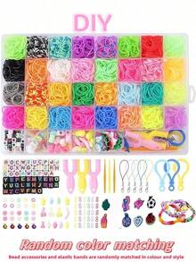 32色橡皮筋编织套装，DIY橡皮筋手链套装，适用于40、36、28、24、15格编织，可用于制作手链、礼品和工艺品 - 盒裝3 - 查看 15