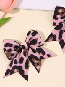 2个经典豹纹发夹，卡其色蝴蝶结鳄鱼夹，带全衬里，优雅蝴蝶结发夹，适合女孩日常佩戴，儿童配饰，情人节爱心发夹 - 彩色 - 查看 10