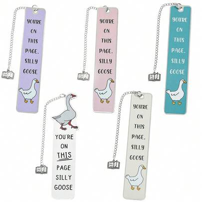 Silly Goose Bookmark, Cute Funny Bookmarks For Women Metal Book Mark Pink Bookworm Bookmark Bookish Accessories Cool Gifts For Book Lovers Reading Club Christmas Birthday Present