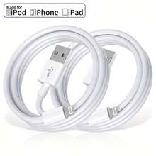 5条/2条/1条 20W 3.3英尺/100厘米 USB 转 Lightning 快速充电数据线，车载 Apple CarPlay 数据线，高效数据传输线，兼容 14/13/12/11/Pro Max Plus 系列 - 白色 - 白色 - 查看 2