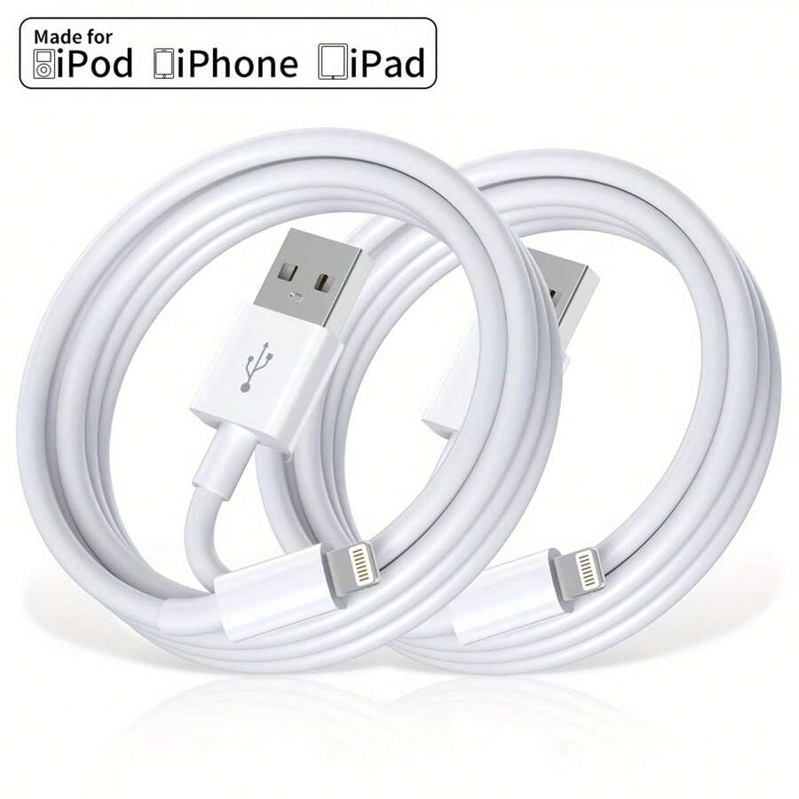 5条/2条/1条 20W 3.3英尺/100厘米 USB 转 Lightning 快速充电数据线，车载 Apple CarPlay 数据线，高效数据传输线，兼容 14/13/12/11/Pro Max Plus 系列 - 白色