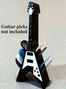 Suporte para Palhetas de Guitarra com 10 Ranhuras em Formato de V - Material de Plástico Durável, Design com 10 Ranhuras, Superfície Resistente a Arranhões, Ergonômico, Adequado para Guitarras Elétricas, Acústicas e Clássicas - Presente Ideal para Guitarristas, Essencial para Entusiastas de Guitarra, Produtos Relacionados a Guitarra, Acessórios de Guitarra, Caixa de Armazenamento de Palhetas de Guitarra - Multicolorido - Visão 12
