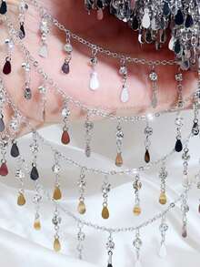 1m Layered Crystal Copper Chain Water Drop Shaped Chain Headpiece Accessory DIY Necklace Bracelet Jewelry Making Material Wholesale