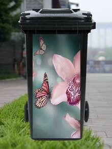 3D彩色花卉，栀子花，孔雀，猫头鹰垃圾桶贴纸，防水PVC材质，户外垃圾桶海报，即撕即贴，4种尺寸可选 - 彩色 - 查看 5