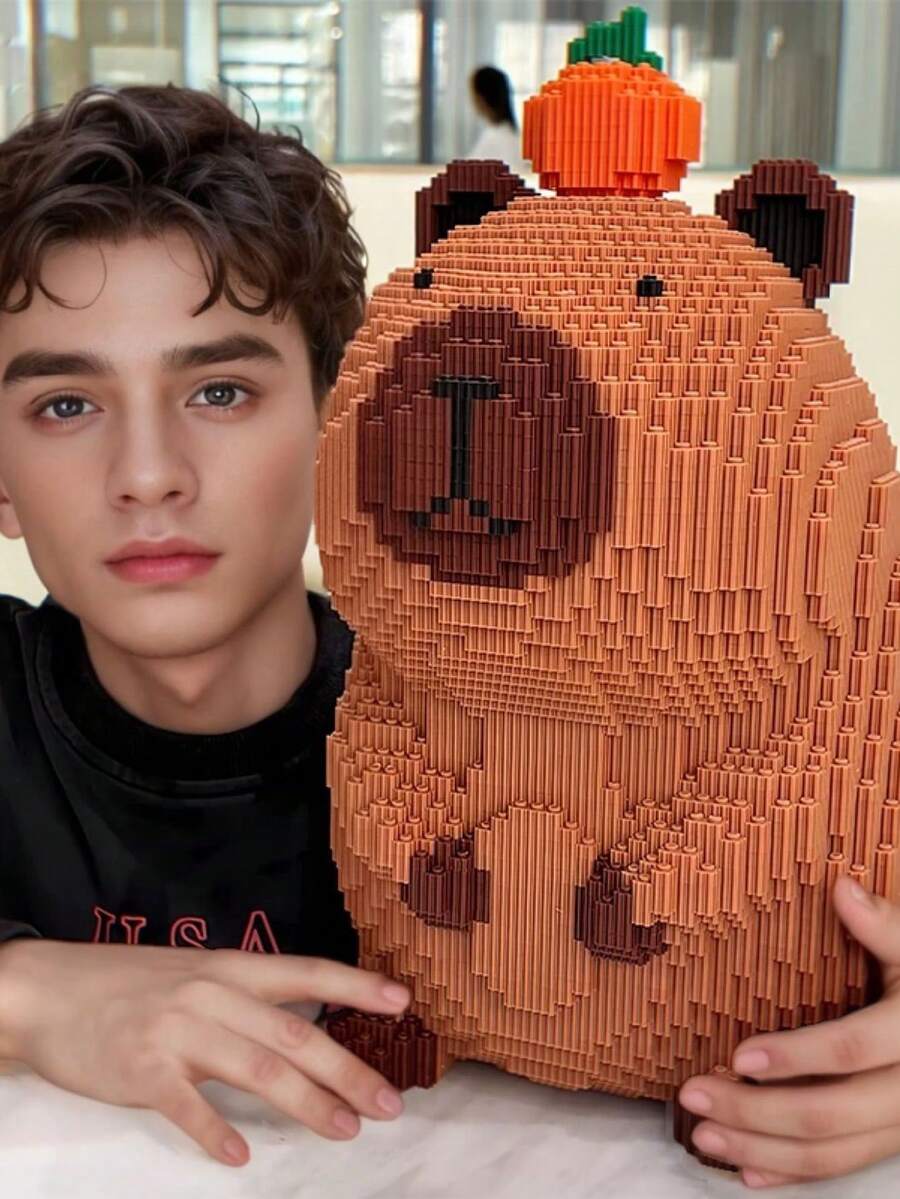 1pc Giant Capybara Building Blocks - Challenging Animal Series Construction Set, Creative Model Kit, ABS Puzzle Bricks Craft, Ideal For Halloween/Thanksgiving/Mother's Day/Christmas Gifts - Color - View 1